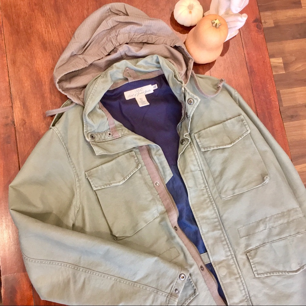 H&M Men’s Olive Green Military Jacket w/Hood